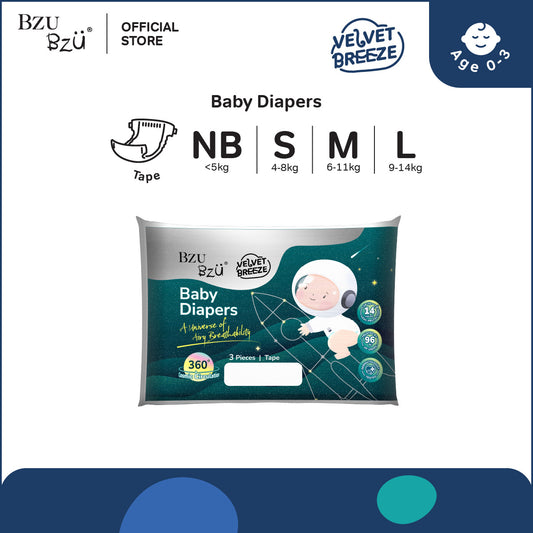 VelvetBreeze Baby Diapers - Tape (Trial Pack)