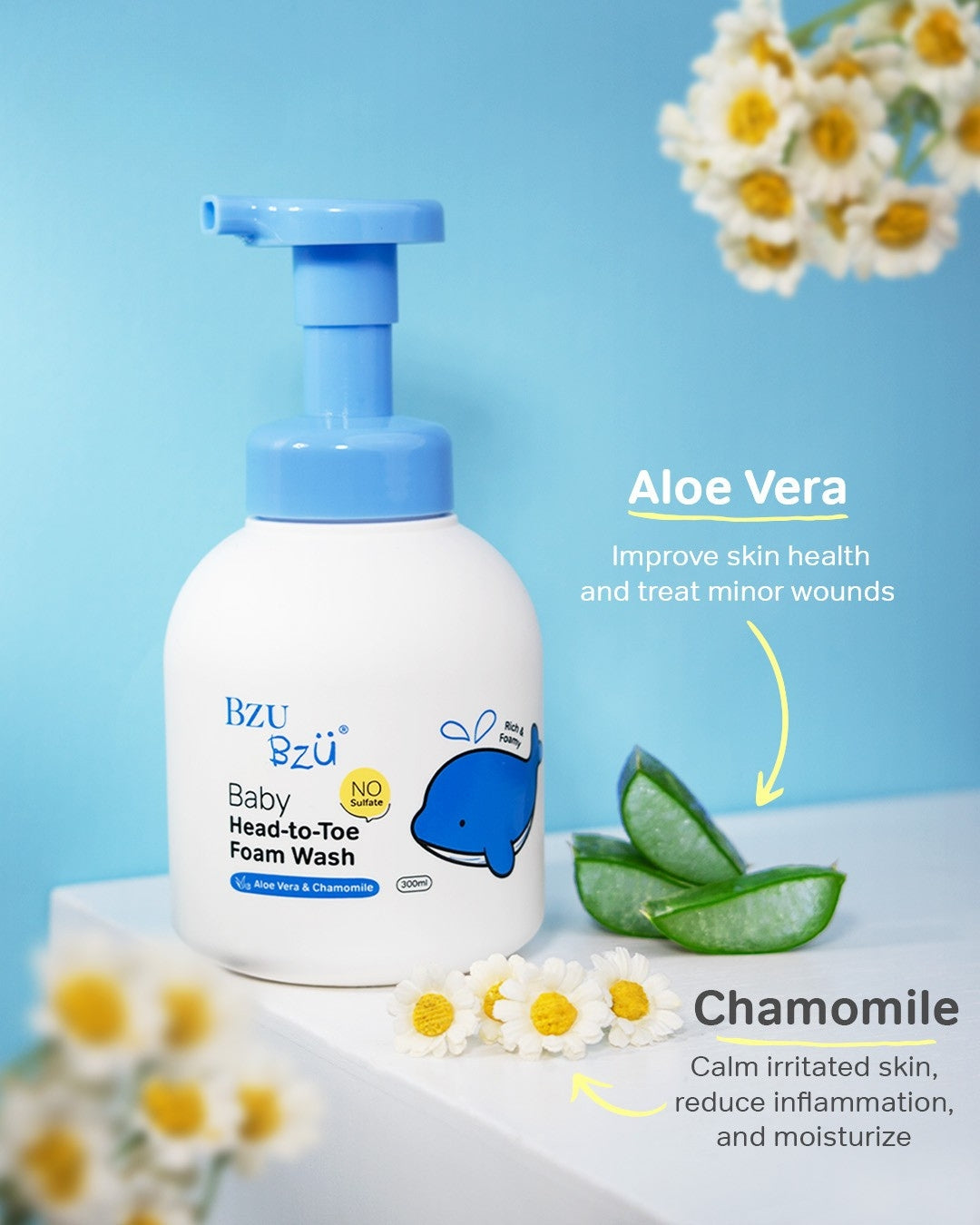 Baby Head-to-Toe Foam Wash (Aloe Vera & Chamomile) 300ml