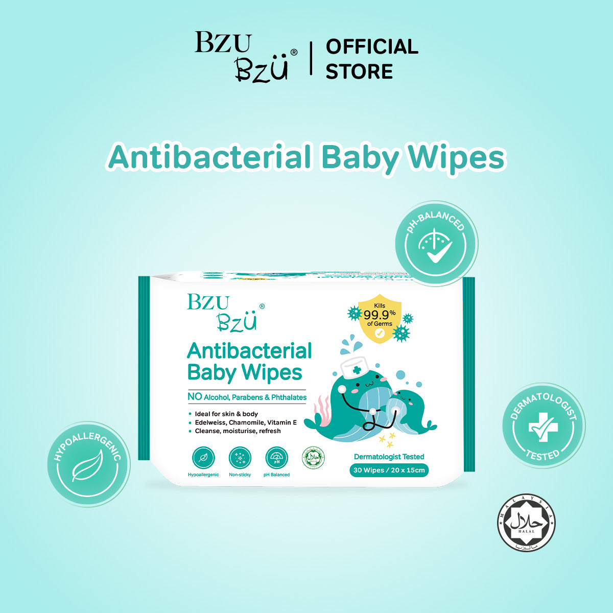 Antibacterial Baby Wipes 30s