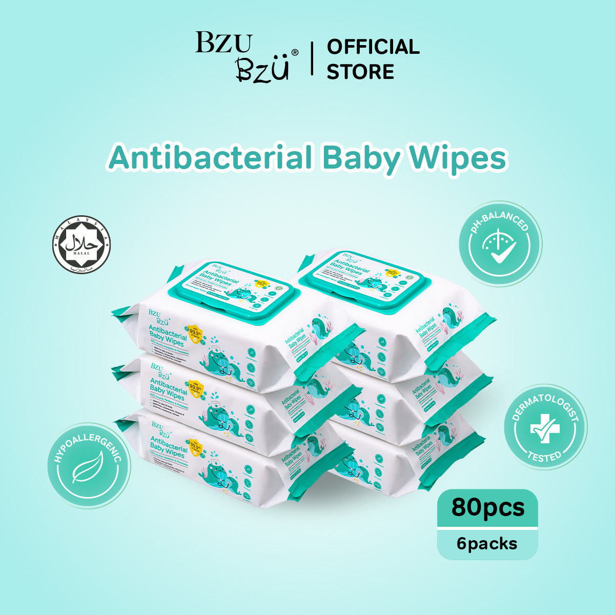 Antibacterial Baby Wipes 80s x 6 (packs)