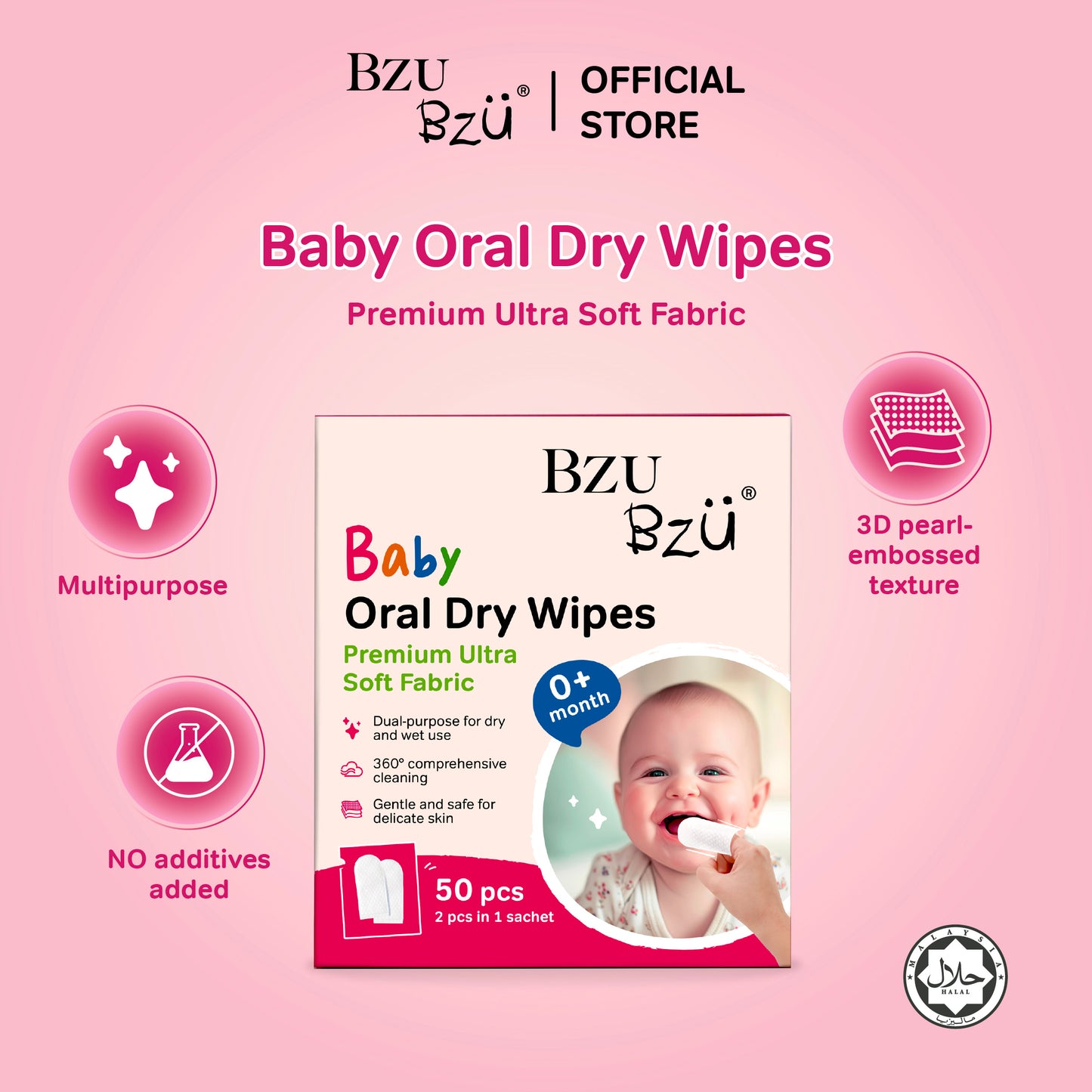 Baby Oral Dry Wipes 50pcs