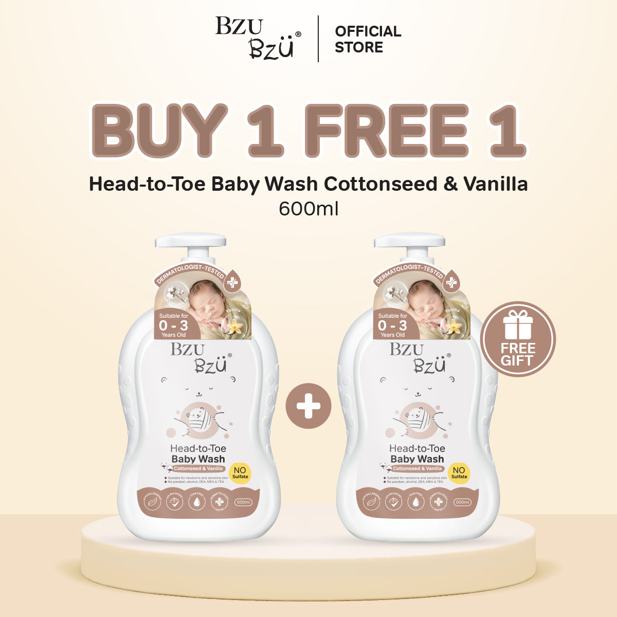 Head-to-Toe Baby Wash (Cottonseed & Vanilla) 600ml