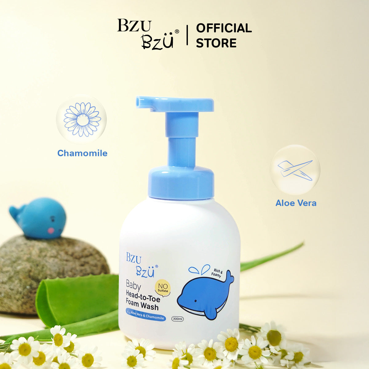 Baby Head-to-Toe Foam Wash (Aloe Vera & Chamomile) 300ml