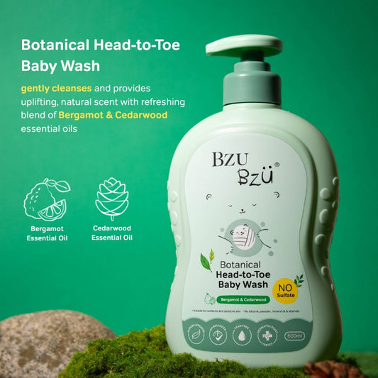 Botanical Head-to-Toe Baby Wash (Bergamot & Cedarwood) 600ml