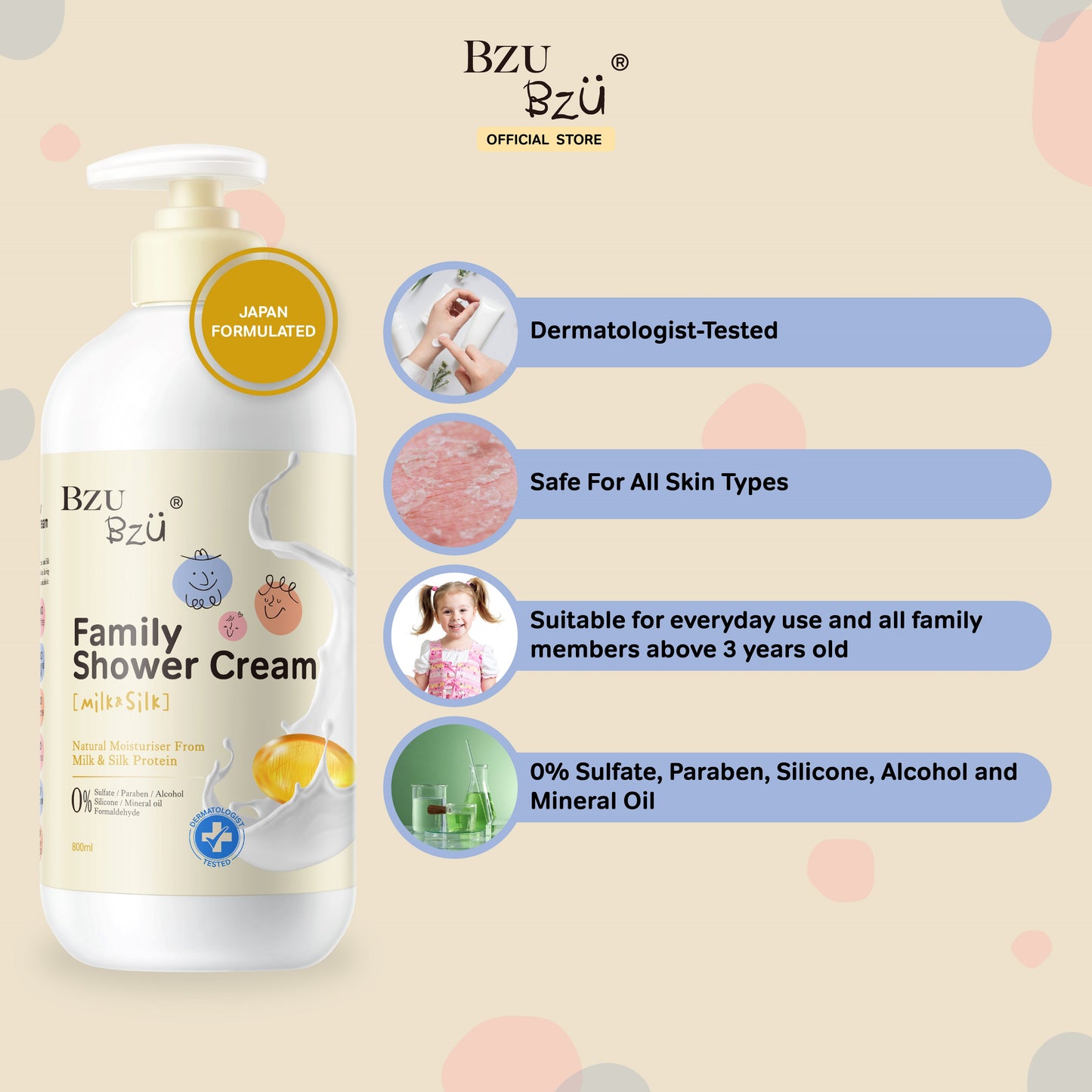 Family Shower Cream (Milk & Silk) 800ml