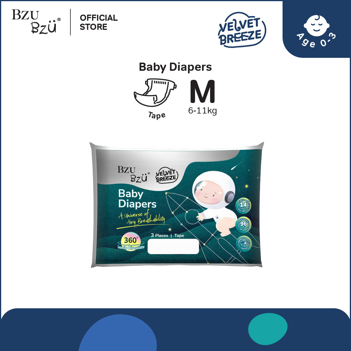 VelvetBreeze Baby Diapers - Tape (Trial Pack)
