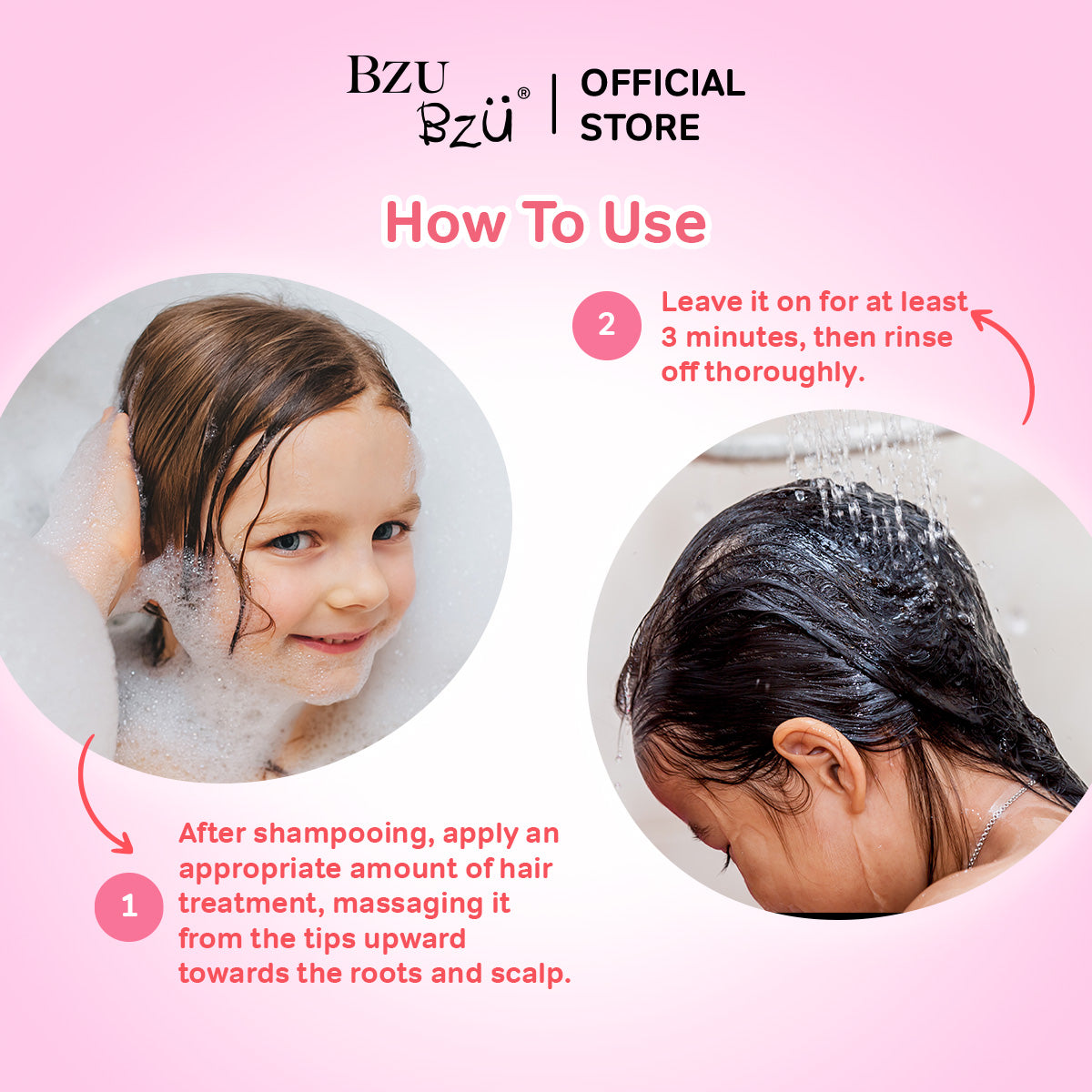 BZU BZU Kids Girl Silky Soft Hair Care Bundle Gift Box - 2 in 1 Hair Shampoo and Conditioner + HairTreatment (600ml)