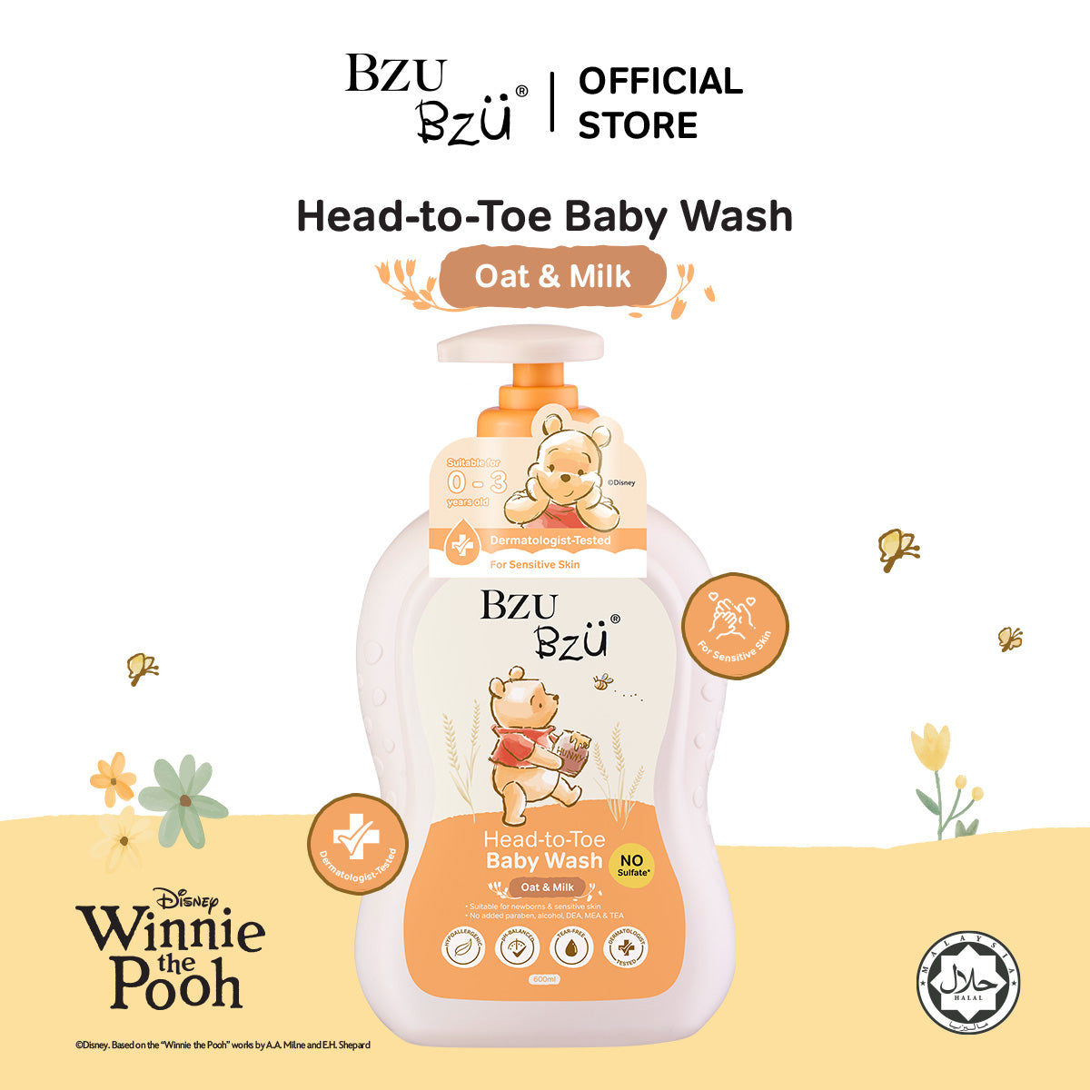 WTP Head-to-Toe Baby Wash (Oat & Milk) 600ml
