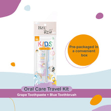 Load image into Gallery viewer, Kids Oral Care Travel Kit 3+ Years (Grape Toothpaste + Blue Toothbrush)
