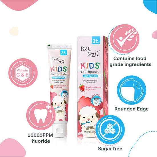 Kids Oral Care Travel Kit 3+ Years (Strawberry Toothpaste + Pink Toothbrush)