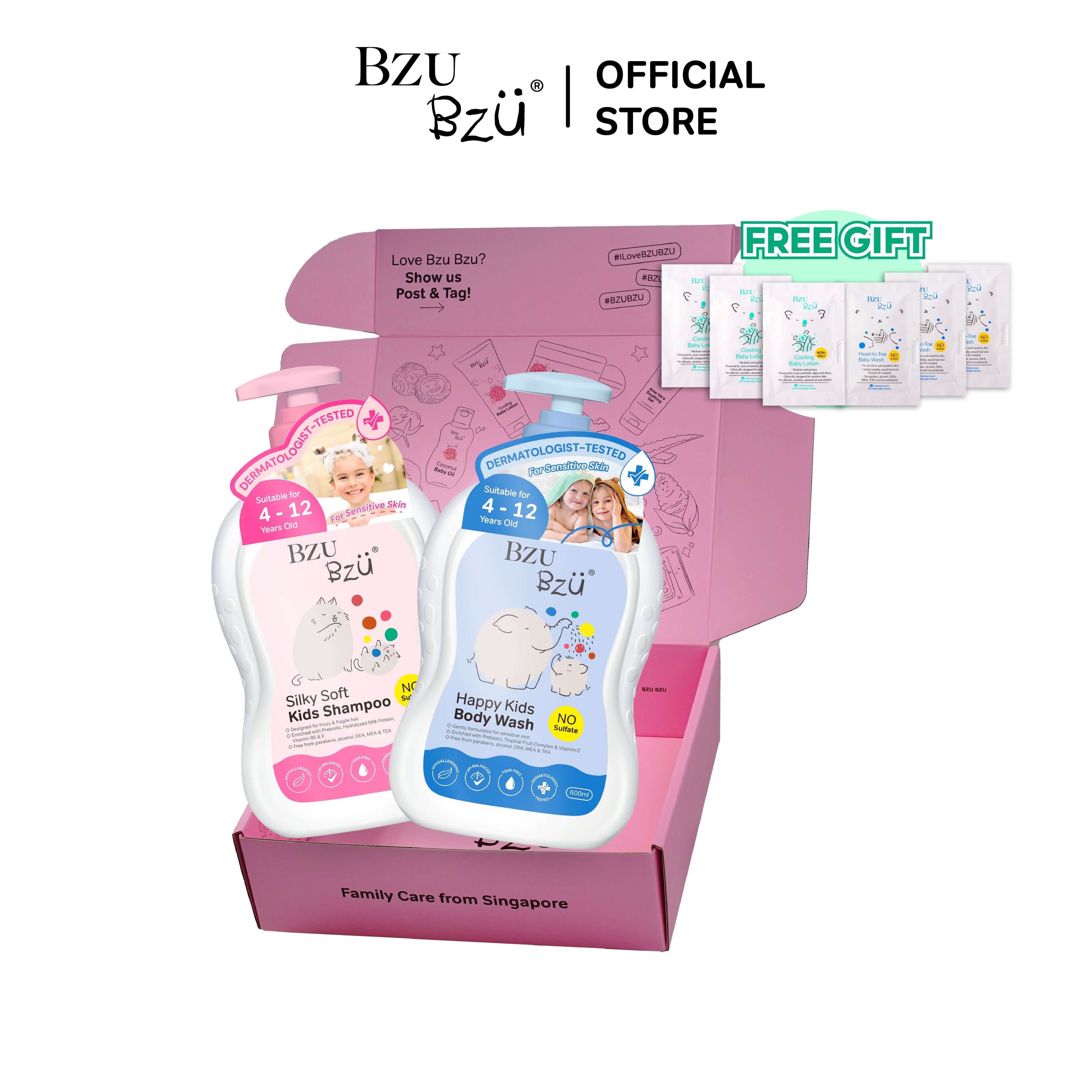 BZU BZU Little Lady Bundle Gift Box - Silky Soft Kids Shampoo (600ml) + Happy Kids Body Wash (600ml)