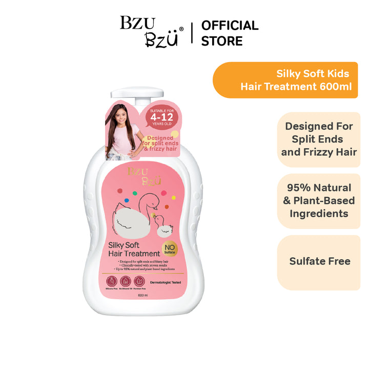 BZU BZU Kids Girl Silky Soft Hair Care Bundle Gift Box - 2 in 1 Hair Shampoo and Conditioner + HairTreatment (600ml)