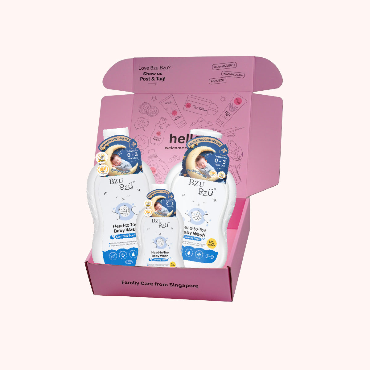 BZU BZU Head-to-Toe Baby Wash Combo Gift Box (2 x 600ml + 1 x 200ml)