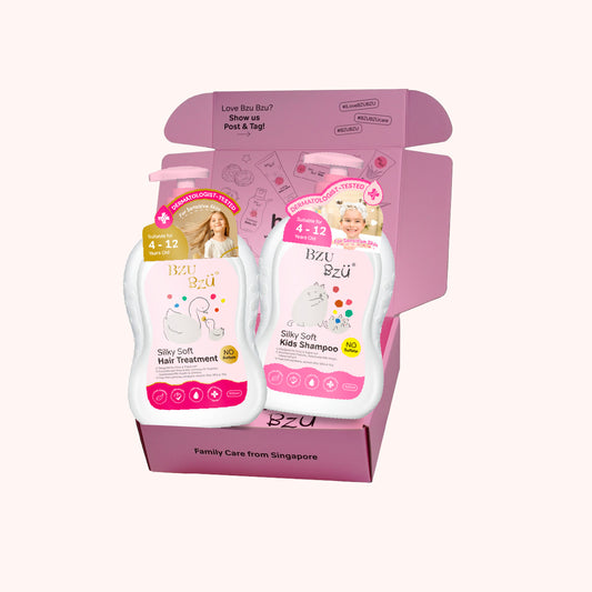 BZU BZU Kids Girl Silky Soft Hair Care Bundle Gift Box - 2 in 1 Hair Shampoo and Conditioner + HairTreatment (600ml)